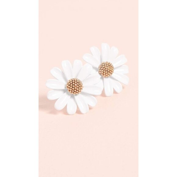 Women's Into The White Bloom Studs Plastic Flower With Seed Bead Center - Picture 2 of 4